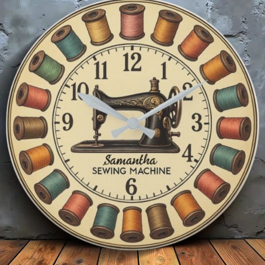 Vintage Sewing Machine ラージ壁時計