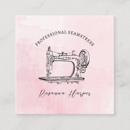Vintage Sewing Machine Clothing Alterations スクエア名刺 (正面)