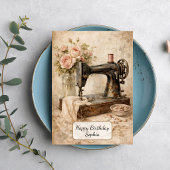 Vintage Sewing Machine Roses カード