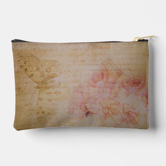 Vintage Shabby Chic Butterfly Antique Script アクセサリーポーチ (裏面)