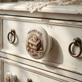 Vintage Shabby Chic Jewelry Pink Roses セラミックノブ