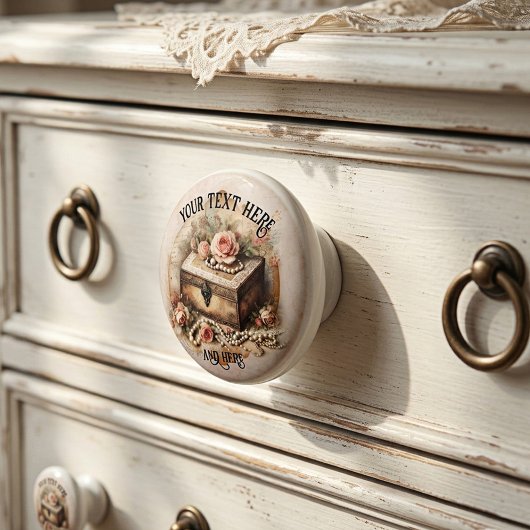 Vintage Shabby Chic Jewelry Pink Roses セラミックノブ