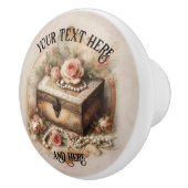 Vintage Shabby Chic Jewelry Pink Roses セラミックノブ (右)