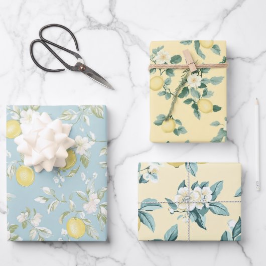 Vintage Shabby Chic Lemon Blossom Wrapping Paper ラッピングペーパーシート (正面)