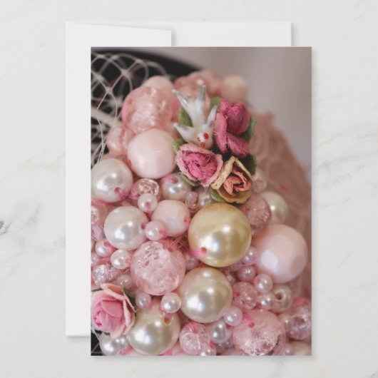 Vintage Shabby Chic Pink Beads & Fabric Roses 招待状 (裏面)