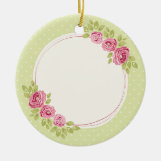 Vintage Shabby Chic Roses Frame セラミックオーナメント