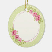 Vintage Shabby Chic Roses Frame セラミックオーナメント (左)