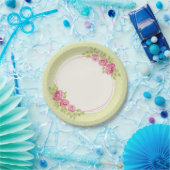 Vintage Shabby Chic Roses Frame Paper Plate ペーパープレート (パーティー)