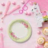 Vintage Shabby Chic Roses Frame Paper Plate ペーパープレート (パーティー)