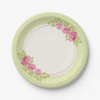Vintage Shabby Chic Roses Frame Paper Plate ペーパープレート