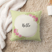 Vintage Shabby Chic Roses Frame Pillow クッション (ブランケット)