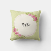 Vintage Shabby Chic Roses Frame Pillow クッション (正面)