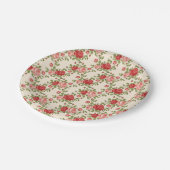 Vintage Shabby Chic Roses Pattern ペーパープレート (アングル)