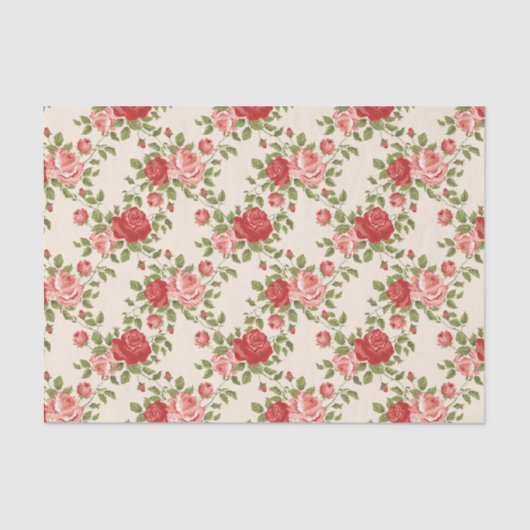 Vintage Shabby Chic Roses Pattern 薄葉紙 (正面)