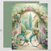 Vintage Shabby Mint Green Garden Scrapbook Paper (正面/裏面)