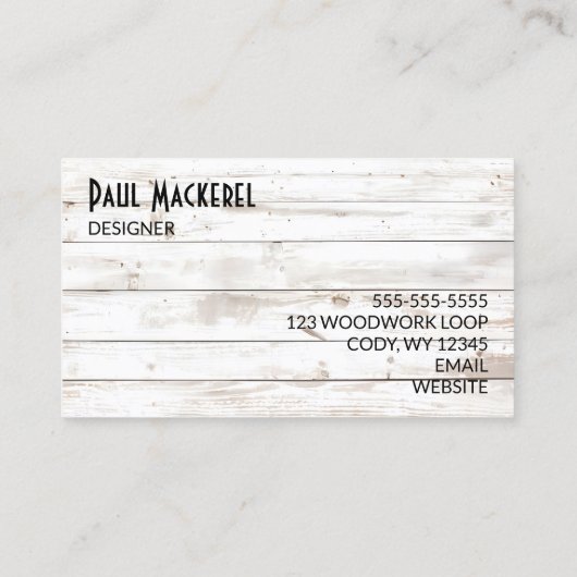 Vintage Shabby White Wood 名刺 (裏面)