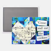 Vintage Sheet Music Heart Quilt Collage Art マグネット (正面/裏面)