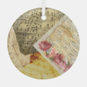 Vintage Sheet Music Musical Notes Christmas  ガラスオーナメント (正面)