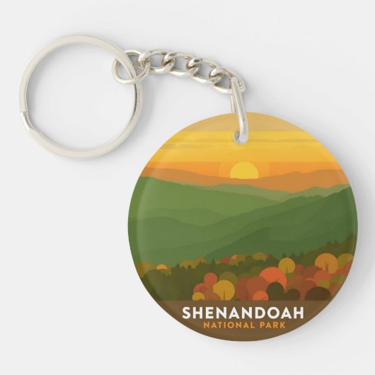 Vintage Shenandoah National Park Fall Sunset キーホルダー (正面)