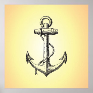 Vintage ship anchor poster ポスター
