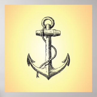 Vintage ship anchor poster ポスター