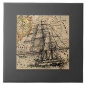 Vintage Ship And Map タイル (正面)