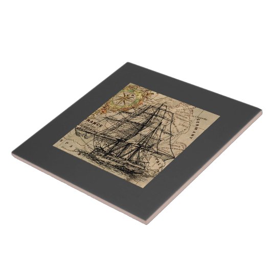 Vintage Ship And Map タイル (側面)