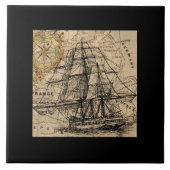 Vintage Ship And Map タイル (正面)
