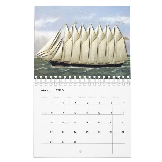 Vintage Ships Calendar カレンダー (3月 2026)