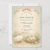 Vintage Silly Goose Garden Baby Shower 招待状 (正面)
