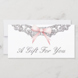 Vintage silver frame pink bow gift certificate