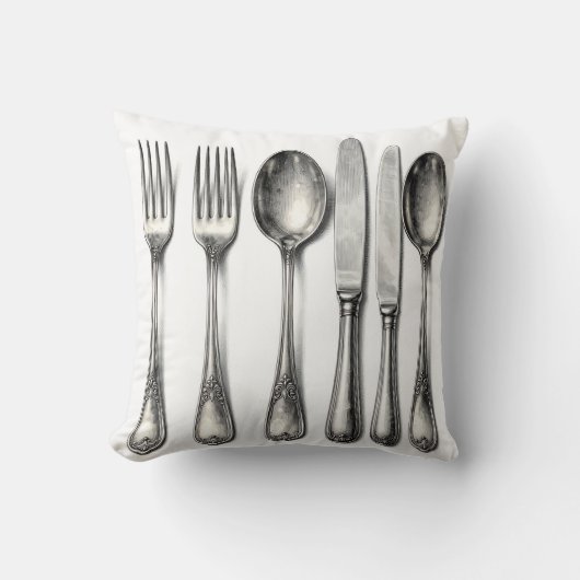 Vintage Silverware Ornate Flatware Kitchen  クッション (正面)
