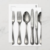 Vintage Silverware Ornate Flatware Kitchen ポストカード (正面/裏面)