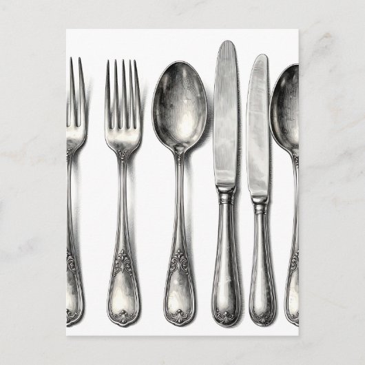 Vintage Silverware Ornate Flatware Kitchen ポストカード (正面)