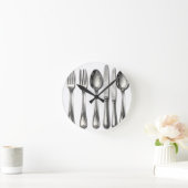 Vintage Silverware Ornate Flatware Kitchen  ラウンド壁時計 (ホーム)