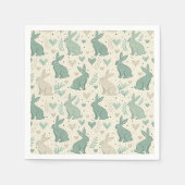 Vintage Simple Bunny Silhouettes Hearts Pattern スタンダードカクテルナプキン (正面)