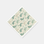 Vintage Simple Bunny Silhouettes Hearts Pattern スタンダードカクテルナプキン (角)