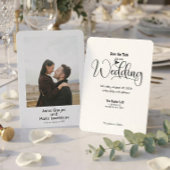 Vintage Simple Elegant Text and Photo Wedding セーブザデート