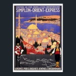Vintage Simplon Orient Express to Constantinople ポスター<br><div class="desc">From a classic travel poster for the French railways Chemins De Fer Paris - Lyon - Constantinople. A view of Constantinople, with a British Royal Guard and a Turkish Guard. Railroad stations: London, Paris, Dijon, Lausanne, (or Bordeaux, Lyon, Trieste) Milan, Venise, Trieste, Belgrade and Bucarest. (or Nisch, Sofia, Constantinople; or...</div>