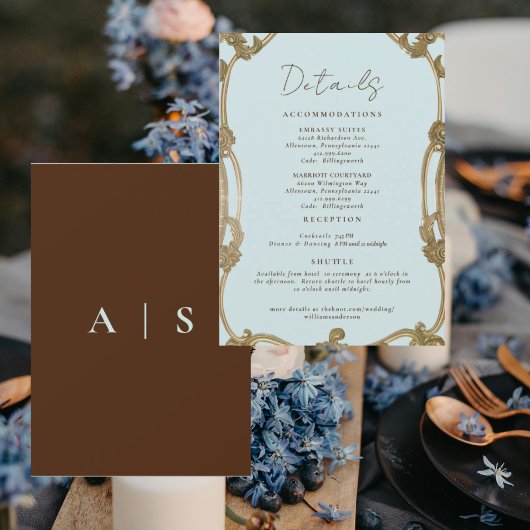 Vintage Simply Icy Blue Wedding Details II 招待状