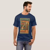 Vintage Singapore Postage Stamp Shirt Tシャツ (正面フル)