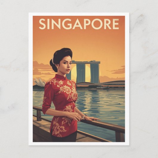 Vintage Singapore Qipao ポストカード (正面)