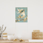 Vintage Singing Bird Nursery Wall Art Print ポスター (キッチン)