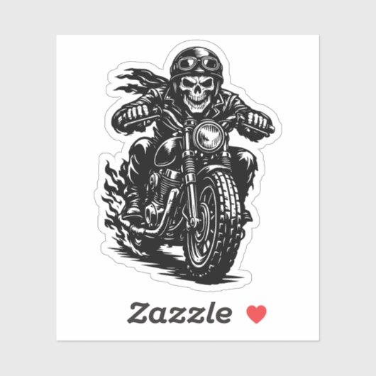 Vintage Skeleton Biker Motorcycle Illustration シール (シート)