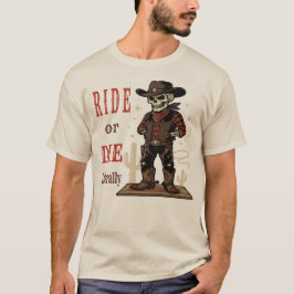 Vintage Skeleton Cowboy Ride or Die Western Art Tシャツ