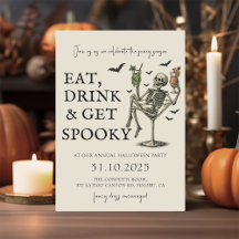 Vintage Skeleton Halloween Party Invitation