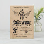 Vintage Skeleton Hand Halloween Costumes Party 招待状 (スタンド正面)