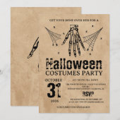 Vintage Skeleton Hand Halloween Costumes Party 招待状 (正面/裏面)