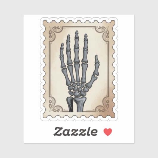 Vintage Skeleton Hand Halloween Postage Stamp シール (シート)