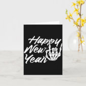 Vintage Skeleton Happy New Year Eve  カード (黄色い花)